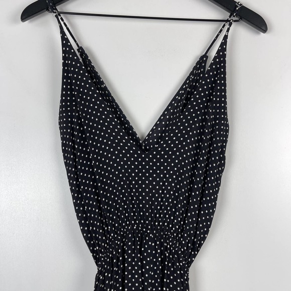Flynn Skye (1) Polka Dot Wide Leg Rayon V-Neck Jumpsuit Black - Picture 7 of 11